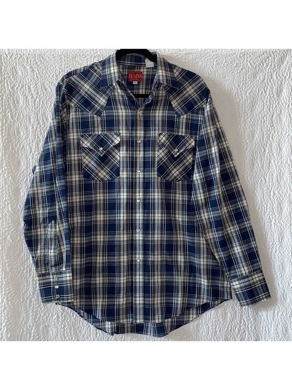 Ely Plains Vintage Western Wear Long Sleeve Plaid Snap Down Shirt